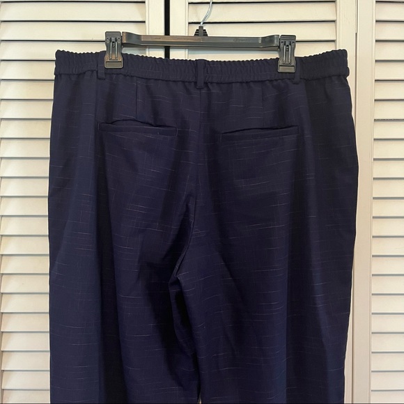 Modcloth Navy Red Trousers Pants XL Career Elastic Waist Pattern Straight Leg - Picture 6 of 9
